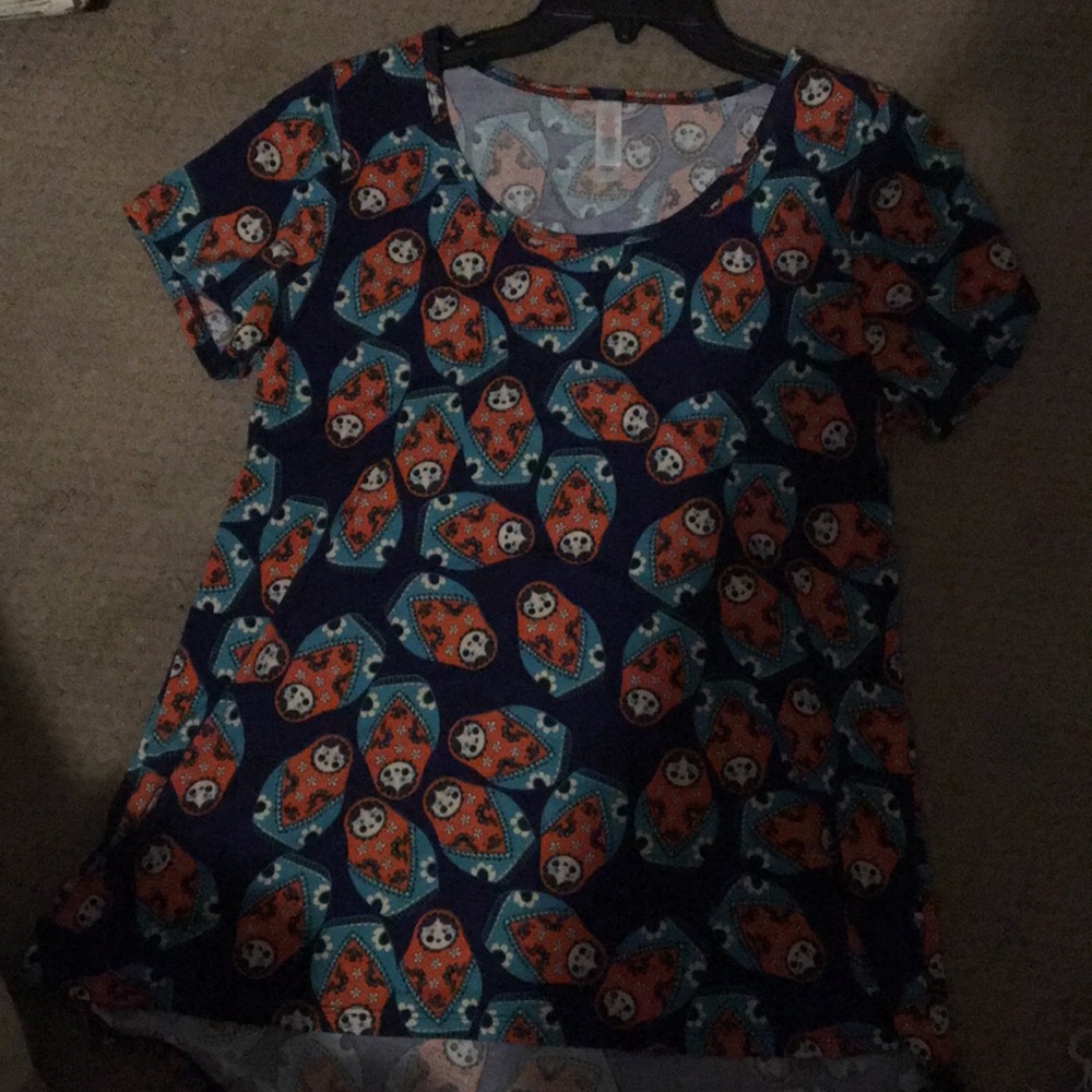 LulaRoe t with Russian stacking dolls print